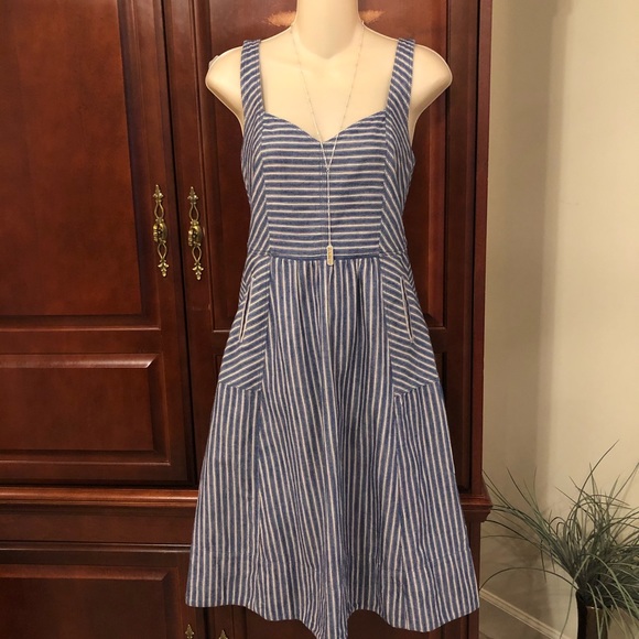 Draper James Dresses & Skirts - Draper James Blue Striped Dress ZIP Back
